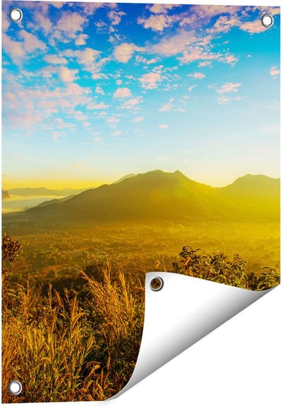 Gards Tuinposter Bergen met Mist in Thailand - 40x50 cm - Tuindoek - Tuindecoratie - Wanddecoratie buiten - Tuinschilderij