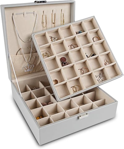 Oorbel Organizer Klassieke Sieraden Doos met 50 Slots en Dubbellaags Ontwerp voor Kettingen en Armbanden