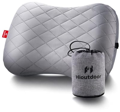 Opblaasbaar Campingkussen met Verwijderbare Hoes - Ergonomisch Reiskussen voor Buiten - Comfortabel Slaapkussen