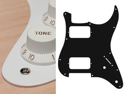 Boston ST-132-W pickguard, Stallion, HH, 2 pot holes, 3-5 switch, 1 ply, white