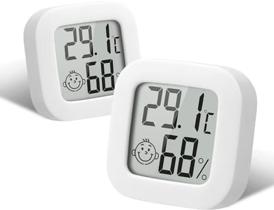 Twee Stuks Digitale Thermometer Hygrometer Met LCD Scherm Draadloze Binnenklimaat Meter Voor Slaapkamer Woonkamer Kantoor En Kelder Compact En Energiezuinig Wit