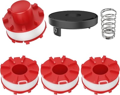 Vervangende Trimmer Spoel voor GE-CT 36/30 LI E SOLO en AGILLO Modellen, Ø 2 mm - 8 m Lengte, 4 Spoelen + 1 Dop + 1 Veer, Tuinonderhoud, Grasmaaier Accessoires, Draad Spoel Set