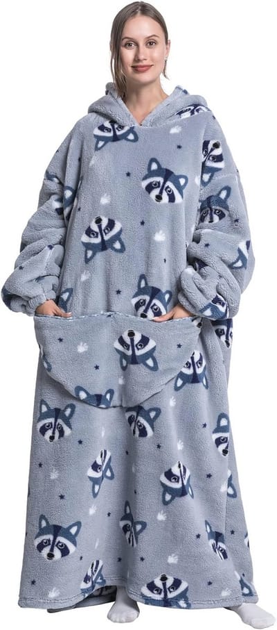 Extra lange oversized deken hoodie - Zachte fleece draagbare gooi sweatshirt voor volwassenen