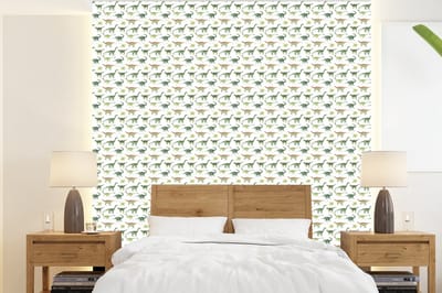 Behang - Fotobehang Jongens - Kinderen - Dinosaurus - Patronen - Breedte 220 cm x hoogte 240 cm