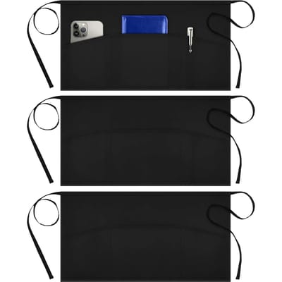 3-Pack Server Schorten Met 3 Zakken Waterafstotend Serveerster Serveerder Taille Schort 11,5-Inch Zwart United States gray