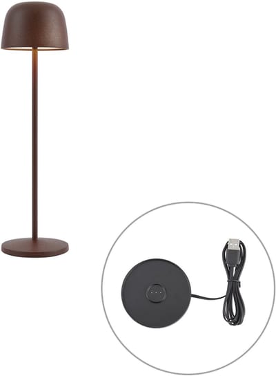 QAZQA raika - Moderne Dimbare LED Draadloze Oplaadbare Tafellamp USB met Dimmer - 1 lichts - H 27 cm - Bruin - Woonkamer | Slaapkamer | Keuken