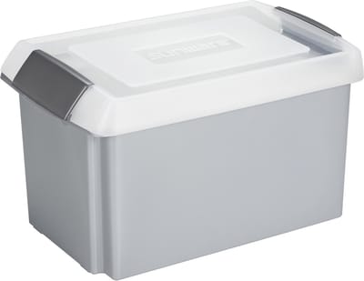 Sunware opslagbox - 51 liter - grijs - 59 x 39 x 29 cm - met afsluitbare extra hoge deksel