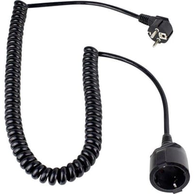 AS Schwabe 70410 Stroom Verlengkabel 16 A Zwart 2.50 m H05VV-F 3G 1,5 mm² Spiraalkabel
