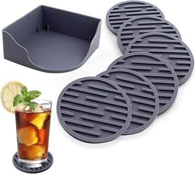 Siliconen Onderzetters Set van 6, Dikke Drinkonderzetters met Houder, Geschikt voor Koude en Warme Dranken, Makkelijk Schoon te Maken en Antislip