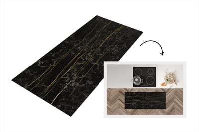 Keukenloper - Loper keuken - Marmer - Zwart - Goud - Ader - 120x50 cm - Keukenloper vinyl