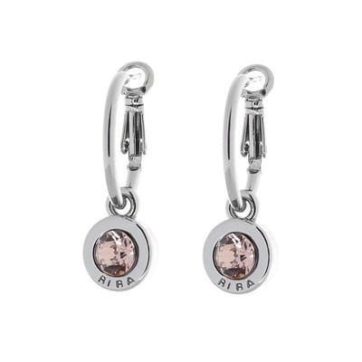 Biba Oorhangers Zilver met gekleurde steen Groot Vintage Rose