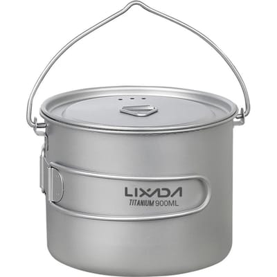 Lixada 750 ml/900 ml/1100 ml ultralichte titanium pot watermokbeker met deksel en opvouwbaar handvat 900ml