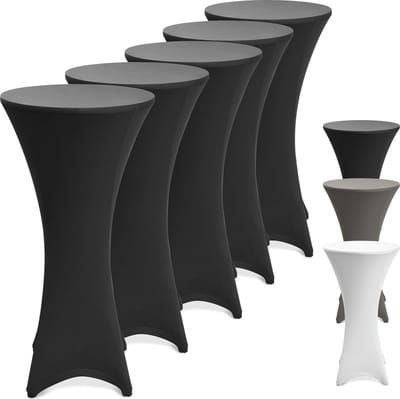Beautissu Statafelhoes Stella Ø 60 cm statafelrok voor statafel – feest decoratie geschikt voor horeca – feestversiering stretch voor elk tafel – set van 5 zwart