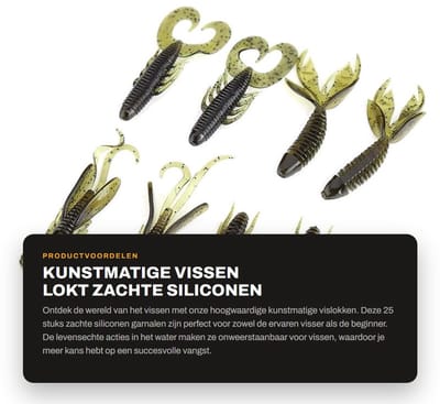 Dailygoods- Vissenlokt 25 Stuks - Kunstmatige Visaas - Siliconen - Zachte Garnalen - Milieuvriendelijk - Levensechte Acties - Kunstaas