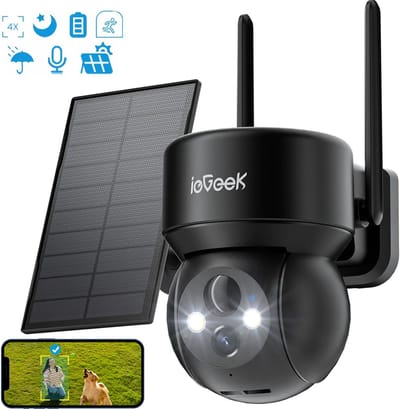 ieGeek 2K Draadloze wifi-bewakingscamera voor buiten - 360° PTZ zonnecamera en batterijen - nachtzicht - kleur - menselijke detectie -bidirectionele audio