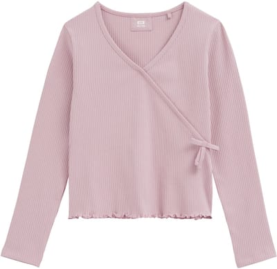 WE Fashion Meisjes T-shirt van ribstof met strikdetail