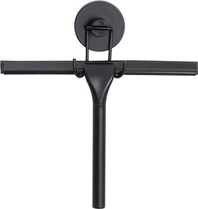WENKO Vacuum-Loc Douchewisser mat zwart - Raamwisser - Trekker douche - Bevestigen zonder boren