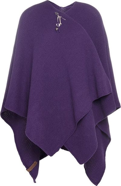 Knit Factory Jazz Gebreid Omslagvest - Dames Poncho - Wikkelvest - Gebreide paarse poncho - Gebreide mantel - Winter poncho - Dames cape - One Size - Purple