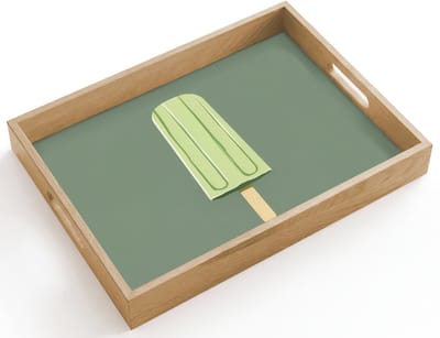 Dienblad hout 40x30 cm - Schootdienblad - Groen - Waterijsje - Stokje - Illustratie - Borrelplank rechthoek - Plateau dienbladen