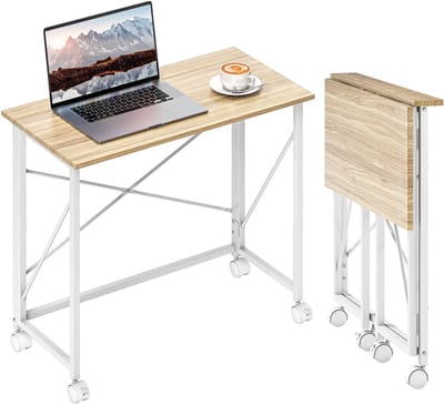 Homcom Schrijftafel-MDF, Staal-80L x 40B x 75H cm-Natuurlijk hout