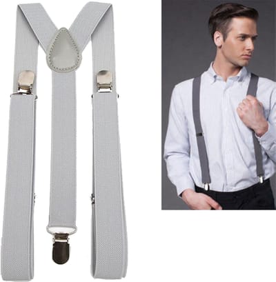 Bretels - Zilver - met stevige clip - luxe - heren bretels - unisex
