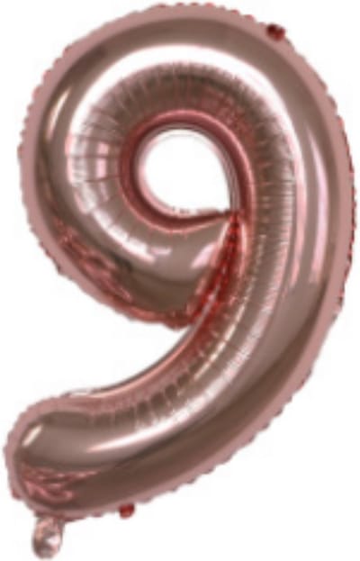 Cijferballon XL 9 - Rose goud - Feestversiering - 81 cm