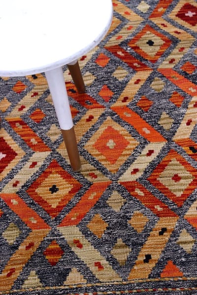 Kleurrijk Tapijt Laagpolig Handgeweven Wollen Vloerkleed - Koho Afghan Kelim 122x85 - 122x85cm- Modern - Woonkamer - Salon - Slaapkamer - Eetkamer