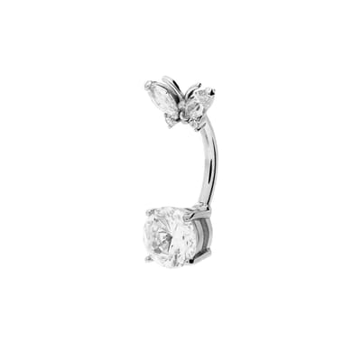 Lucardi - Dames Stalen navelpiercing met zirkonia - Piercing - Staal - Zilverkleurig