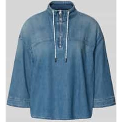 Jeansshirt met opstaande kraag en ritssluiting