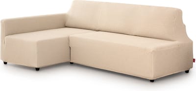 Belmarti® Bankhoes Bali Chaise Longue Links 195-220cm breed - Ivoor - geschikt voor banken zonder armleuningen - multi-elastische kwaliteit met uitzonderlijk aanpassingsvermogen