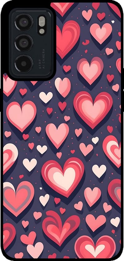 Smartphonica Telefoonhoesje Geschikt voor Oppo Reno 6 5G met Hartjes Opdruk - TPU Backcover Case With Heart Design geschikt voor Oppo Reno6 5G