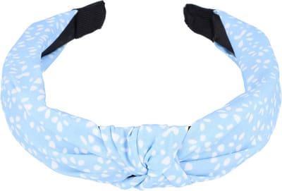 Haarsoires Haarband Diadeem 3cm – Knoop – Stippenprint Stof – Wit Lichtblauw - Zachte Haarbeugel - voor Dames & Meisjes - Comfortabel voor Dames & Meisjes - Universele Maat