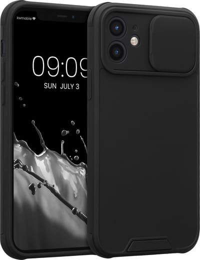 kwmobile telefoonhoesje geschikt voor Apple iPhone 12 - Back cover met camerabescherming - In zwart