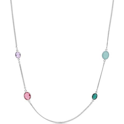 Luxenter Ketting met veelkleurige zirkonia, afwerking in rhodium - Nodiya