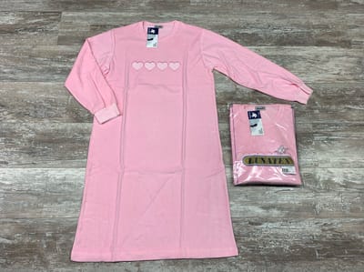 Lunatex - dames nachthemd 224129 - badstof - roze - maat XL