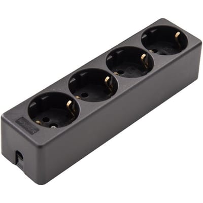 Martin Kaiser 4 Weg Desktop Stopcontact Zwart (Europese Stekkerdoos) - 541/SW [2 Stuks]