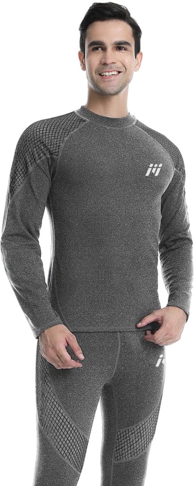 MEETHOO Heren Thermo Ondergoed Set - Thermoshirt & Thermobroek Heat Booster Series - Voor Wandelen, Skiën, Joggen, Fietsen, Motorrijden, Lopen, Klimmen, Trainen, Yoga, Snowboarden, Jagen & Vissen-Grijs-XL