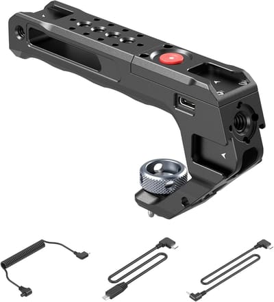 Handgreep met Start/Stop Knop voor ARRI 3/8"-16 Bevestigingen, Geschikt voor Sony A7 III, FX3, A6600, Canon R5II, R5C, FUJIFILM X-H2S, X-T5 en Panasonic S5 II, GH5 - Ideaal voor Videoproductie en Fotografie Accessoires