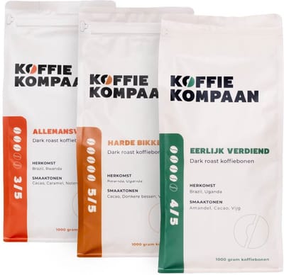 Koffiekompaan Proefpakket Dark Roast Koffiebonen 3x1kg