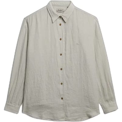 Superdry Premium Linen Slim Overhemd Met Lange Mouwen Beige 2XS Vrouw