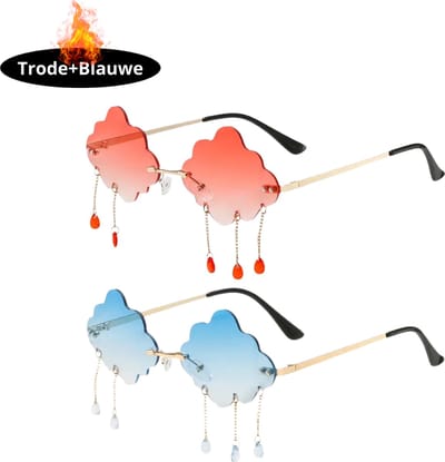 Bovista - Festival Bril - Rave - Space - Techno - Freaky Glasses - Heren - Dames - Zonnebril - Rood + Blauw