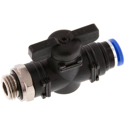 8 mm - G1/4'' Kunststof/Messing rechte 2-Weg Kogelkraan