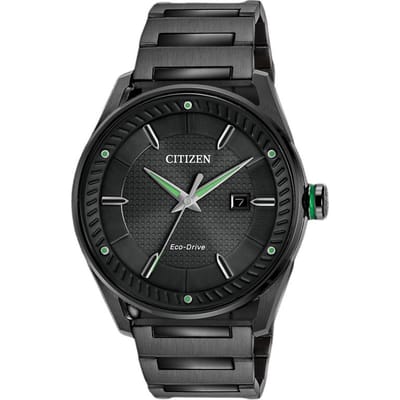 CITIZEN Drive Serie 100 Meter Waterdicht Solar Kwarts Stalen Band Herenhorloge Zwarte Wijzerplaat BM6985-55E zwart