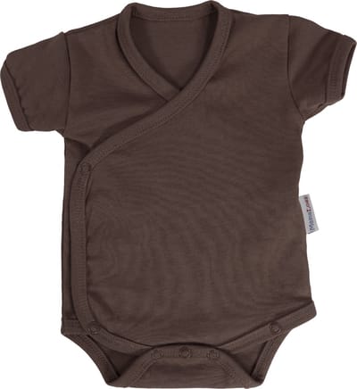 MamaLoes Chocolade Maat 68 Korte Mouw Overslag Romper