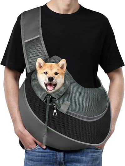 Honden Draagtas van Netstof voor Wandelen en Buitenactiviteiten - Comfortabele Draagoplossing voor Honden en Katten, Geschikt voor Reizen en Dagelijkse Uitstapjes (Zwart)
