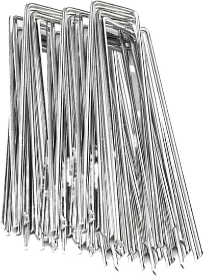 Tuinpalen Haringen - Tentharingen Gazonpalen - Buiten Bevestigen - U-Vorm Robuust - 15.9 cm 50 stuks - Zilver