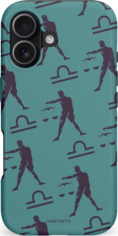 Casetastic hoesje geschikt voor Apple iPhone 17 - MagSafe - Dubbellaagse bescherming - Zodiak weegschaal - Fashion Case - Petrol Donkergrijs Grijs