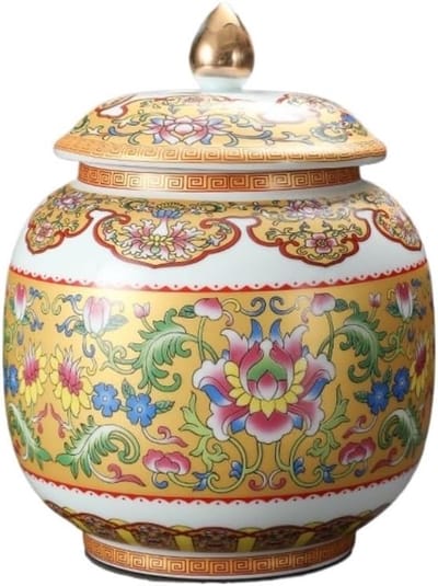 Keramische losse thee-opslagpot Emaille kleur Keramiek Chinese retro-stijl verzegelde pot Keukenvoedselopslagpot Koffiedikopslag (Color : C)
