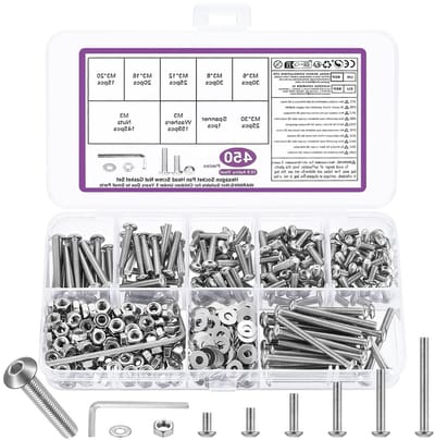 Complete Set van 450 Stuks M3 Schroeven met Moeren en Ringen, Inclusief Lenskop Schroeven en Assortiment Machine Schroeven
