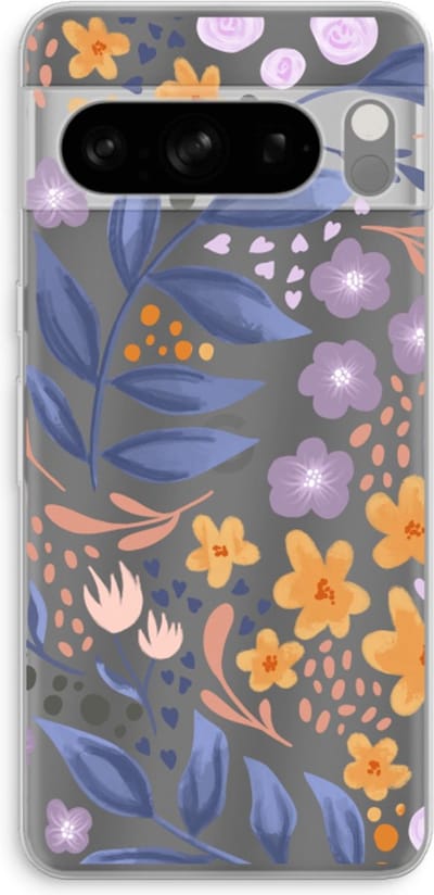 Case Company® - Hoesje geschikt voor Google Pixel 8 Pro hoesje - Flowers with blue leaves - Soft Cover Telefoonhoesje - Bescherming aan alle Kanten en Schermrand